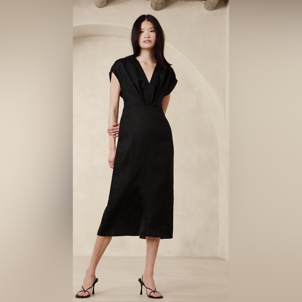 BANANA REPUBLIC MARI DRAPED MIDI DRESS